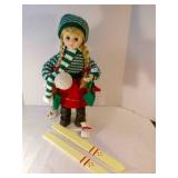 Snow Ski Christmas Girl Head Turns Both Arms move