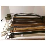 17 Belts-most are 34"-Belt Buckle-incolay Stone