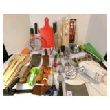 Proctor Silex mixer, 2 cleavers, graters, knives,