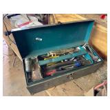 Metal Toolbox & tools- screwdrivers, wrenches etc.