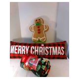 Plaid Christmas Pillow, Gingerbread Boy Pillow,