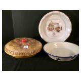 3 Pie Plates, Frankoma 2007 Centennial Plate,