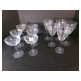 Vintage Stemmed Wine Glasses-Etched