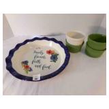 11" Ruffles Pie Plate, 4 custard cups Pioneer