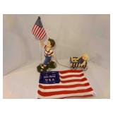 4th of July Platter, Resin Little Boy & Bear Dï¿½cor