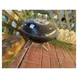 Small weber charcoal grill, concrete planter