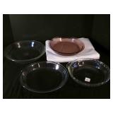 4 Clear Pie Plates 2-8" plates 2-10" all Pyrex