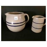 2 Crock Pitchers-unmarked, large is gallon