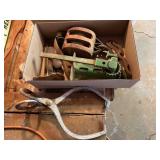 Vintage items- U-W Roller block, ice hook, jack