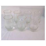 7- gold trim winter scene glass drinking glasses