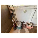 Garden tools, stool, pots, electric Weedeater