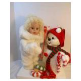 Christmas Doll & Bear, powers on & moved