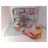 82x57" Pioneer Woman Table Cloth, Tea Pot, Plastic