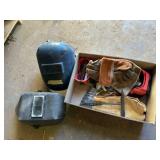 Welding helmets, rods, hammer, other accessories