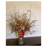 31" tall flower Arrangement in crackle glass vase