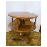 Early American Wood 2 Tier Round Side Table