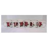 6 Hallmark HLM2 Christmas Poinsettia Mugs