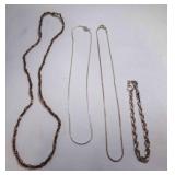 2 Silver Tone Necklaces No Markings - Silver