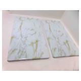 Pair of Marble Look Metal Burner Covers for Stove