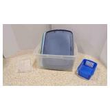2 Clear Storage Totes W/NO LIDS, Blue Basket