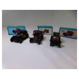 3 Die Cast Metal Pencil Sharpeners Bronze Antique