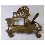 Footed Brass Teleflora Ink Well Base & Pen Holder