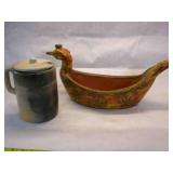 Guatemalan Pottery w/lid, Wood & metal odd