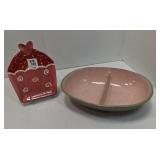 Harkerware Stone China Divided Serving Dish Pink &