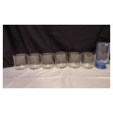 6 Clear Cylindrical Glass Tumblers & Duz