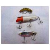 3 Fishing Lures, Heddon Lucky 13, Flat fish F7