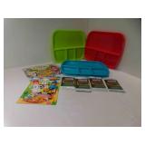 3 Plastic Divided Plate Trays & 2 Activity Books