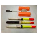 3 10" Pole Floats & Bass Pro Glo Buoy Plumb Bob