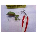2 fishing Lures-Hula Popper Frog, Dardevle Brass