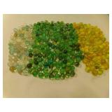 Clear Yellow & Green Cats Eye Marbles NONE Glow