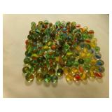 Clear Glass & Green Glass Cats Eye Marbles NONE