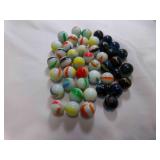 Milk Glass & Black Glass Swirl Marbles NONE Glow