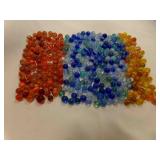 Orange Blue & Yellow Cats Eye Marbles NONE Glow