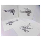 3 1966 WWI Antique Airplane Prints by S.J. DeMarco