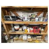 Contents of 3 Shelfs- paints, sealant tape, oils