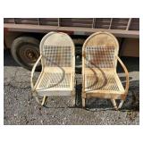 2 X Vintage Hole Pattern Metal Chairs