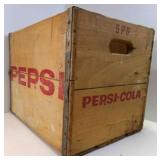 Tall Pepsi-Cola Wood Crate w/Red Letters & Metal