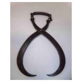 Vintage Heavy Duty Iron Ice Block Tongs or Log