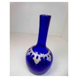 Hand Blown Cobalt Blue Hand Painted Barber Bottle