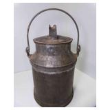 OLD Galvanized Metal Milk Can w/Lid #4 Embossed