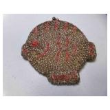 Vintage Glass Beaded Fish Shaped Coin Purse Kiss