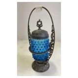 Antique Victorian Blue Hobnail Pickle Castor