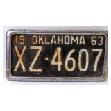 1963 Oklahoma Black & White License Plate No.