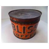 Vintage 3 Pound Bliss Coffee Tin Can - Key Wind
