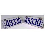 1914 Massachusetts Double Porcelain License Plates