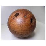 Antique Wood Bowling Ball Made from Dense Hardwood